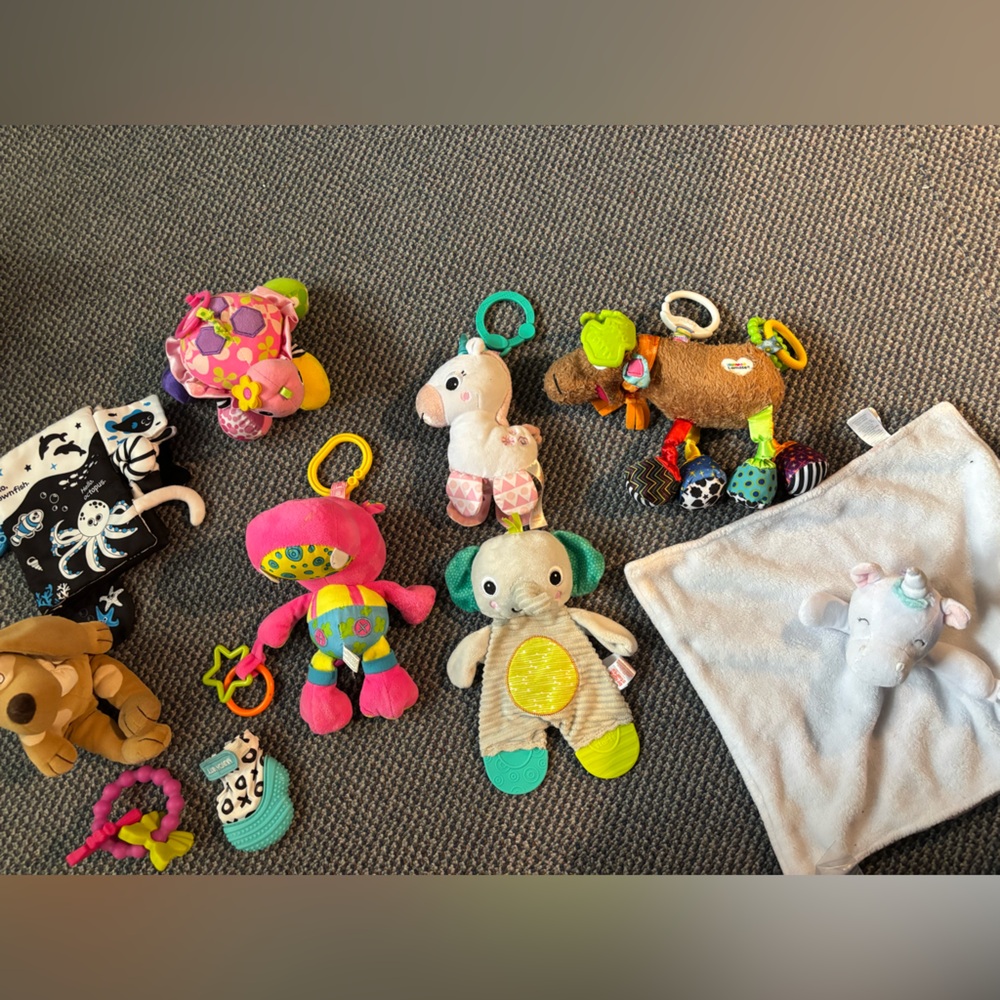 Baby stroller toys, car seat toys and more. 10 pieces included.
